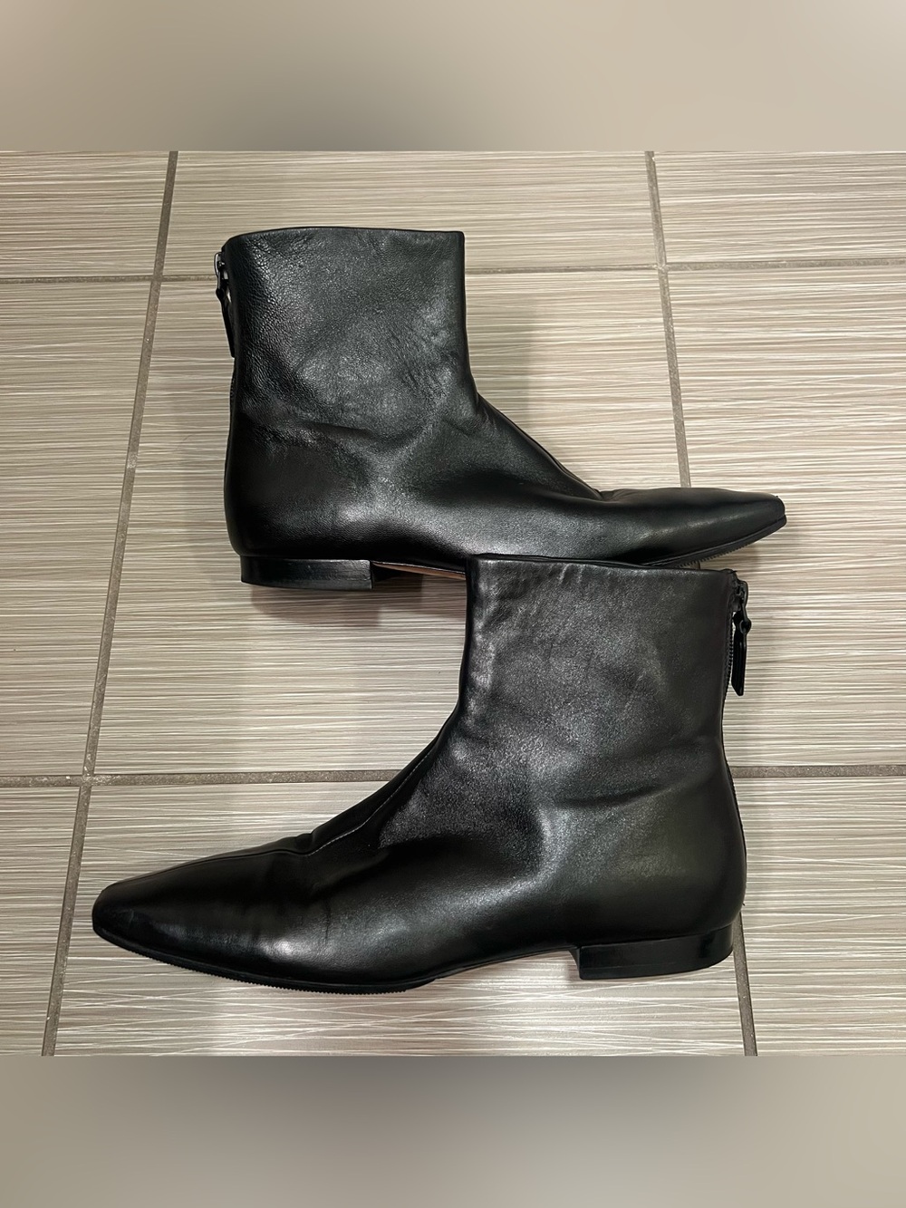 Vince Ness Women's Black Leather Boots Size 6.5 square toe - Picture 5 of 10